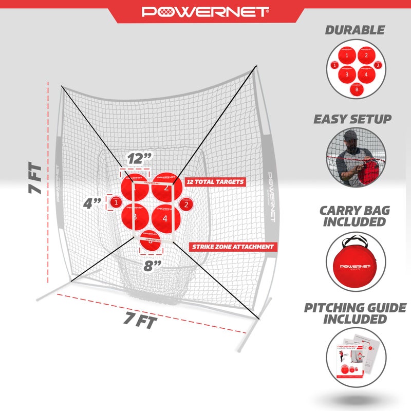 PowerNet Pitch Perfect Targets & Strike Zone Attachment for 7x7 Net, Attachments for Softball & Baseball Pitching Net Trainer to Increase Accuracy, 3 Size Pitching Target Set and Strike Zone - Image 3